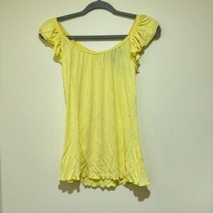 Women’s Y2K  Dex Brand Yellow Lettuce Trim Flowy Soft Summer Tank Top Size: L